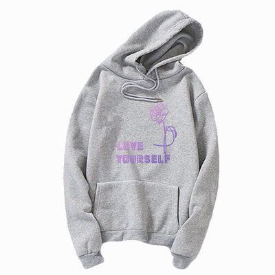 Love Yourself  kpop hoodies Enjoy loving your own kpop ladies hoodie! Bangtan boy with hat sweatshirt Love Yourself Sweatshirt,