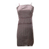 Women Summer Dress Plaid Strappy Sleeveless Backless High Waist Slim Fit Dresses NGD88