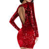 Women's Sheath Casual O-Neck Sequin Sparkle Glitzy Glam Sequin Long Sleeve Flapper Party Club Dress