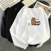 Anime We Bare Bears Printed Hoodie Plus Velvet Sweatshirts Coat Unisex Long Sleeve for Autumn Winter Streetwear Pullovers Mujer