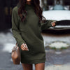 Winter Velvet Thicken Mini Hoodies Dress Women O-neck Fleece Long Sleeve Solid Basic Sweatshirts Dresses Female 2019 Autumn