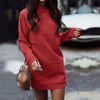 Winter Velvet Thicken Mini Hoodies Dress Women O-neck Fleece Long Sleeve Solid Basic Sweatshirts Dresses Female 2019 Autumn