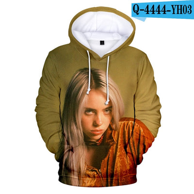 Comfortable Billie Eilish Suitable Billie Eilish 3D Hoodies Children Men women 3D boys girl kids 3D Hooded pullovers Sweatshirts