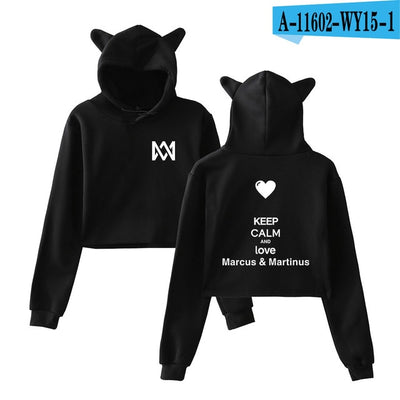 Frdun Tommy Marcus & Martinus Cat Ear Women Sexy Sweatshirt New Hoodies Long Sleeve Fashion Harajuku Kpop Casual Clothes