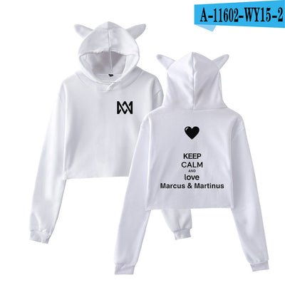 Frdun Tommy Marcus & Martinus Cat Ear Women Sexy Sweatshirt New Hoodies Long Sleeve Fashion Harajuku Kpop Casual Clothes