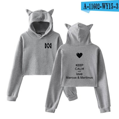 Frdun Tommy Marcus & Martinus Cat Ear Women Sexy Sweatshirt New Hoodies Long Sleeve Fashion Harajuku Kpop Casual Clothes