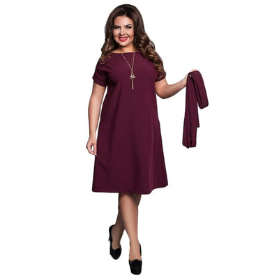 2019 Elegant Casual Women Dresses Big Size Plus Size Dresses  Women's Summer Sashes O-Neck Bodycon Chiffon Party Dress