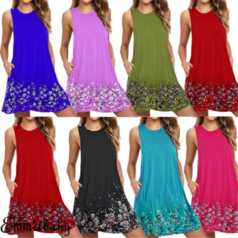 Big Size 6XL Dresses 7Colors Women's Ladies Summer Party Cotton Solid Tops Dress Clothes Plus Size Vestidos Mujer